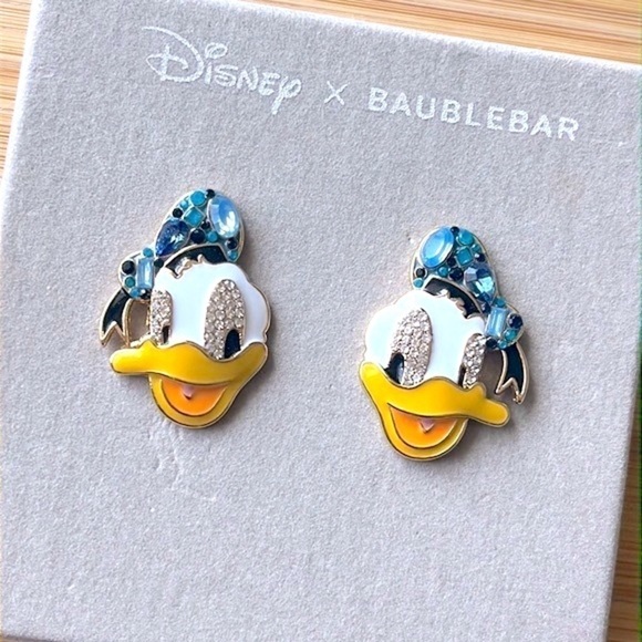 Brand New Disney x BaubleBar Donald Duck Sparkly Blue Hat Post Earrings - Picture 6 of 16